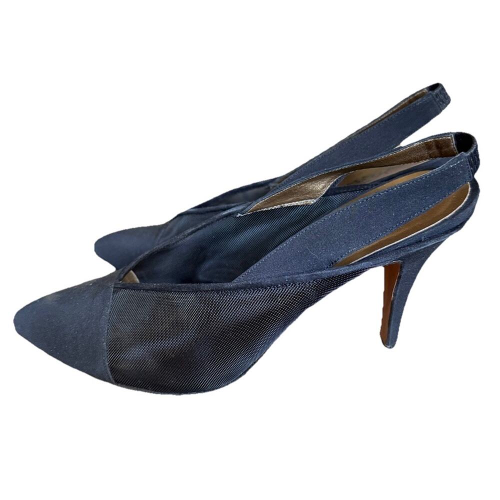 YSL Yves Saint Laurent Black Mesh Slingback Heels Made in Italy Designer Pumps 7 - Picture 2 of 13